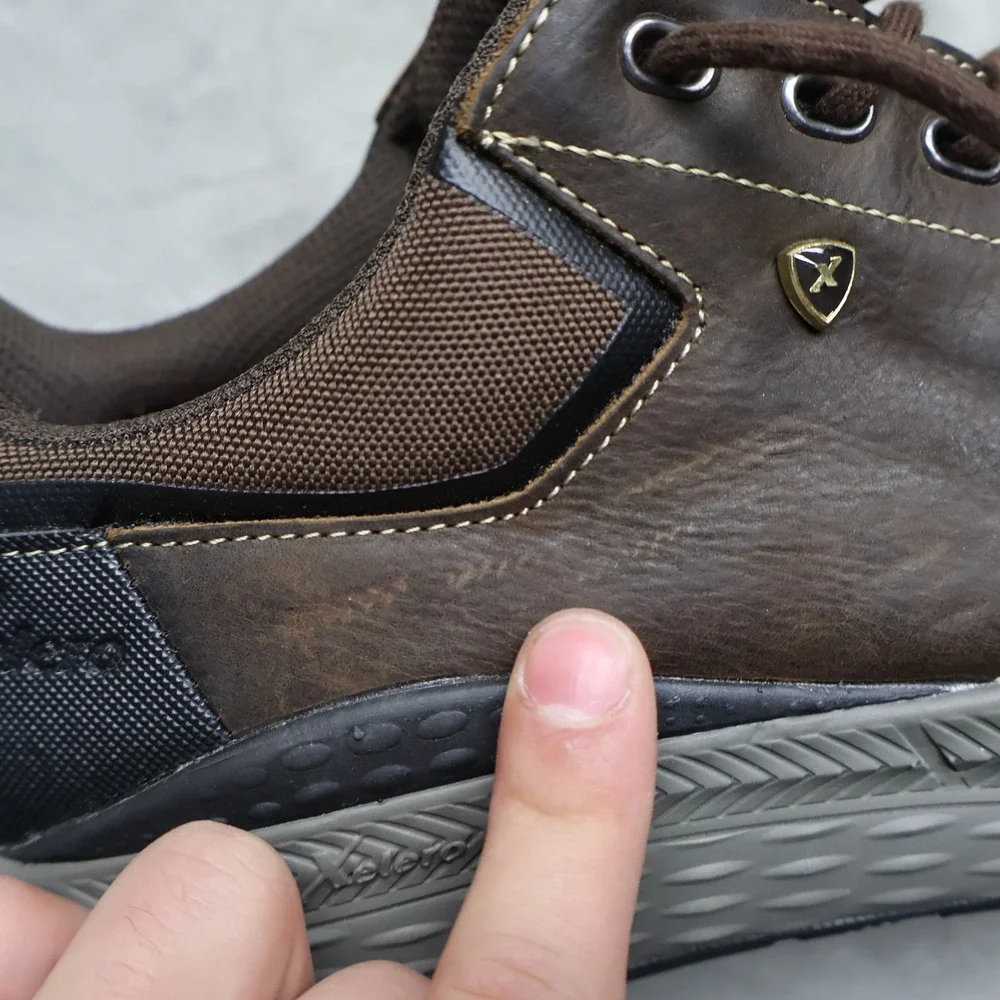 Xelero Mens 12 Walking Shoes Brown Leather Performance Comfort Lace‎ Up Everyday